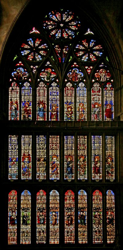 North transept window depicting the Coronation of the Virgin, Saints and Apostles by Thiebaut de Lixheim